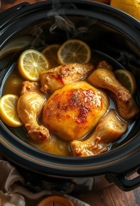 slow cooker lemon garlic chicken