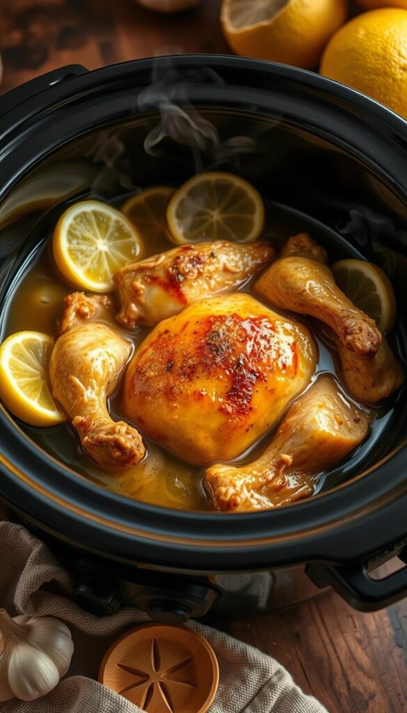 slow cooker lemon garlic chicken